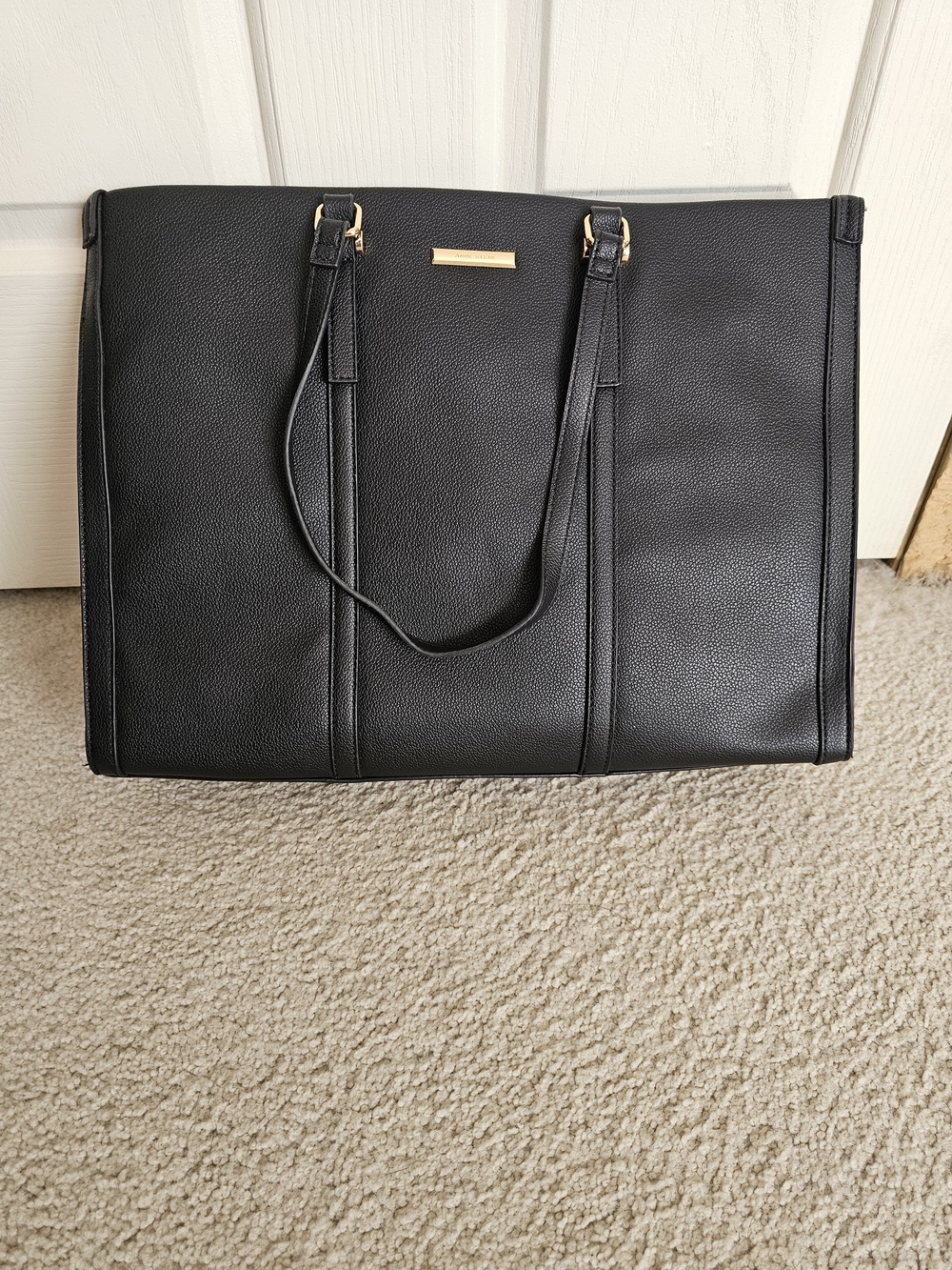 NWOT Anne Klein Classic Black Tote with Gold Designer Plate